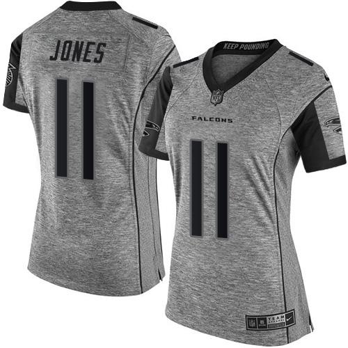 Nike Falcons #11 Julio Jones Gray Women's Stitched NFL Limited Gridiron Gray Jersey - Click Image to Close